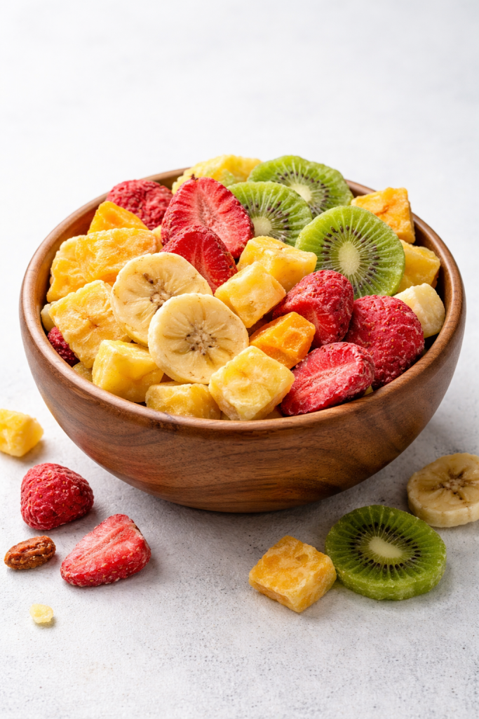 bowl de fruta liofilizada